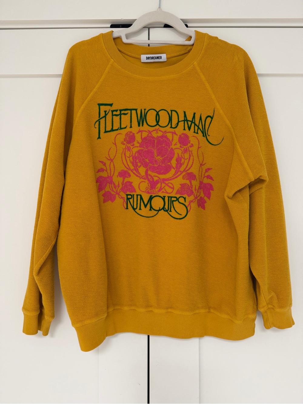 Daydreamer Fleetwood Mac Rumours Sweatshirt Mustard Graphic Lightweight Size L